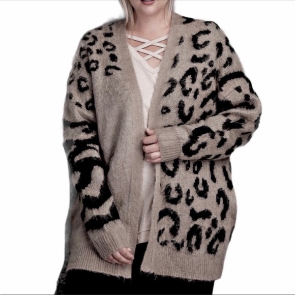 EASEL Animal mohair knitted cardigan sweater 1X - Picture 1 of 8